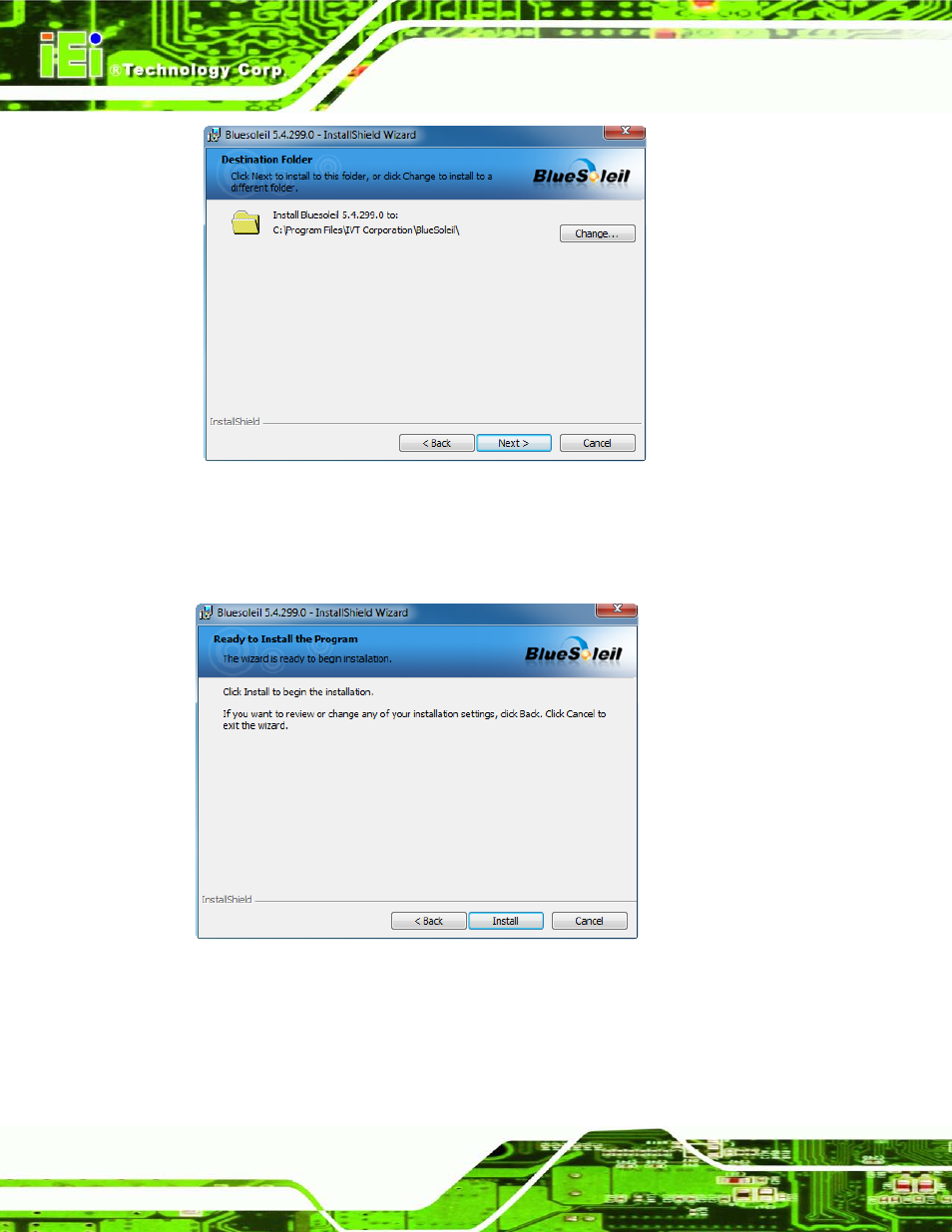 Figure 8-42: bluetooth driver destination folder, Figure 8-43: ready to install the program | IEI Integration AFL2-W07A-N26 User Manual | Page 138 / 195