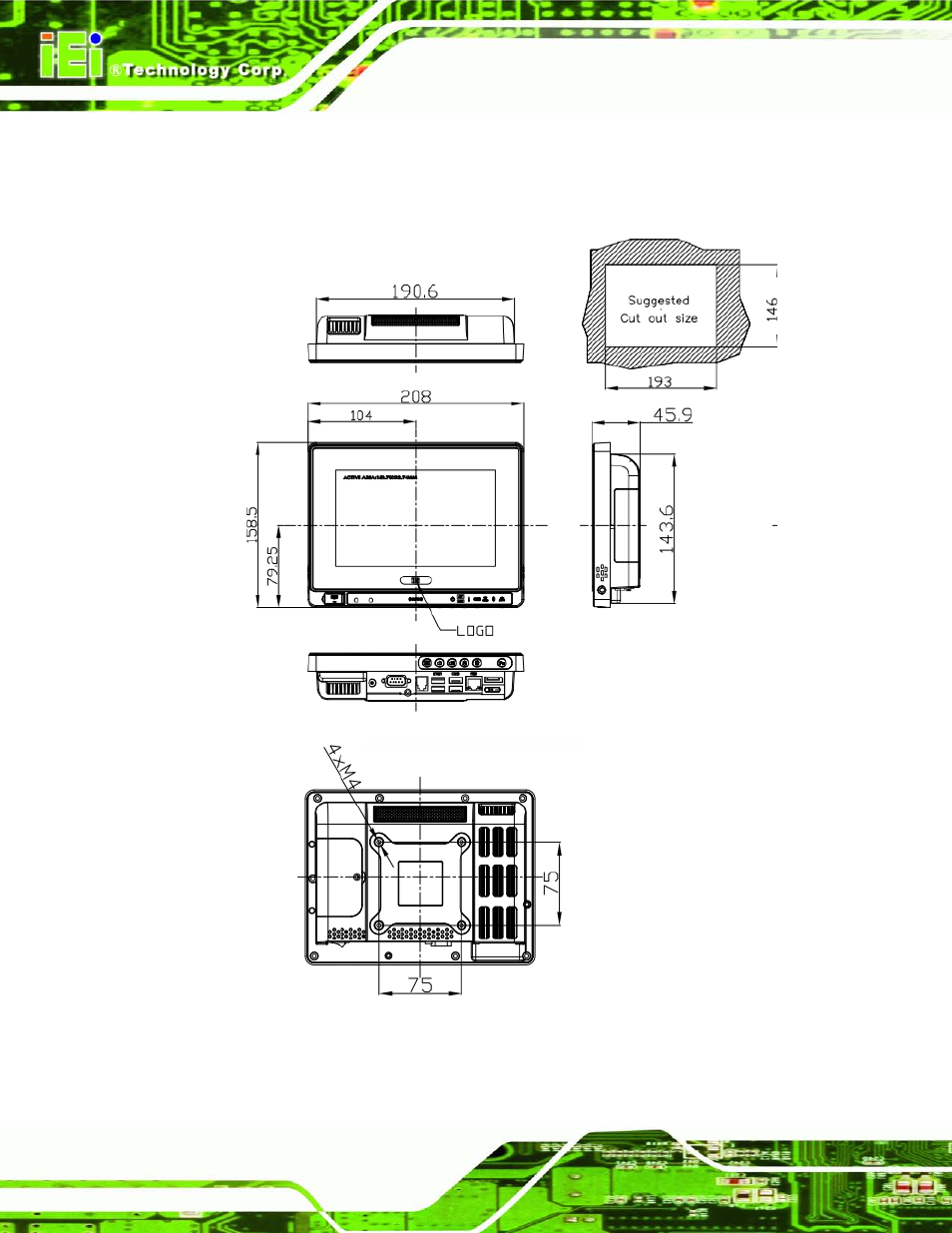 1 dimensions, Imensions, Figure 2-1: afl2-w07a-n26 dimensions (mm) | IEI Integration AFL2-W07A-N26 User Manual | Page 28 / 195