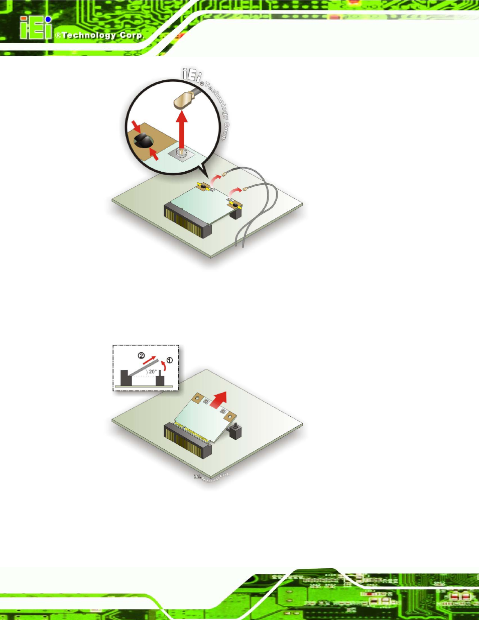 Figure 6-5: releasing the wlan card, Figure 6-6: removing the wlan card, Figure 6-5 ) | IEI Integration AFL2-W07A-N26 User Manual | Page 80 / 195