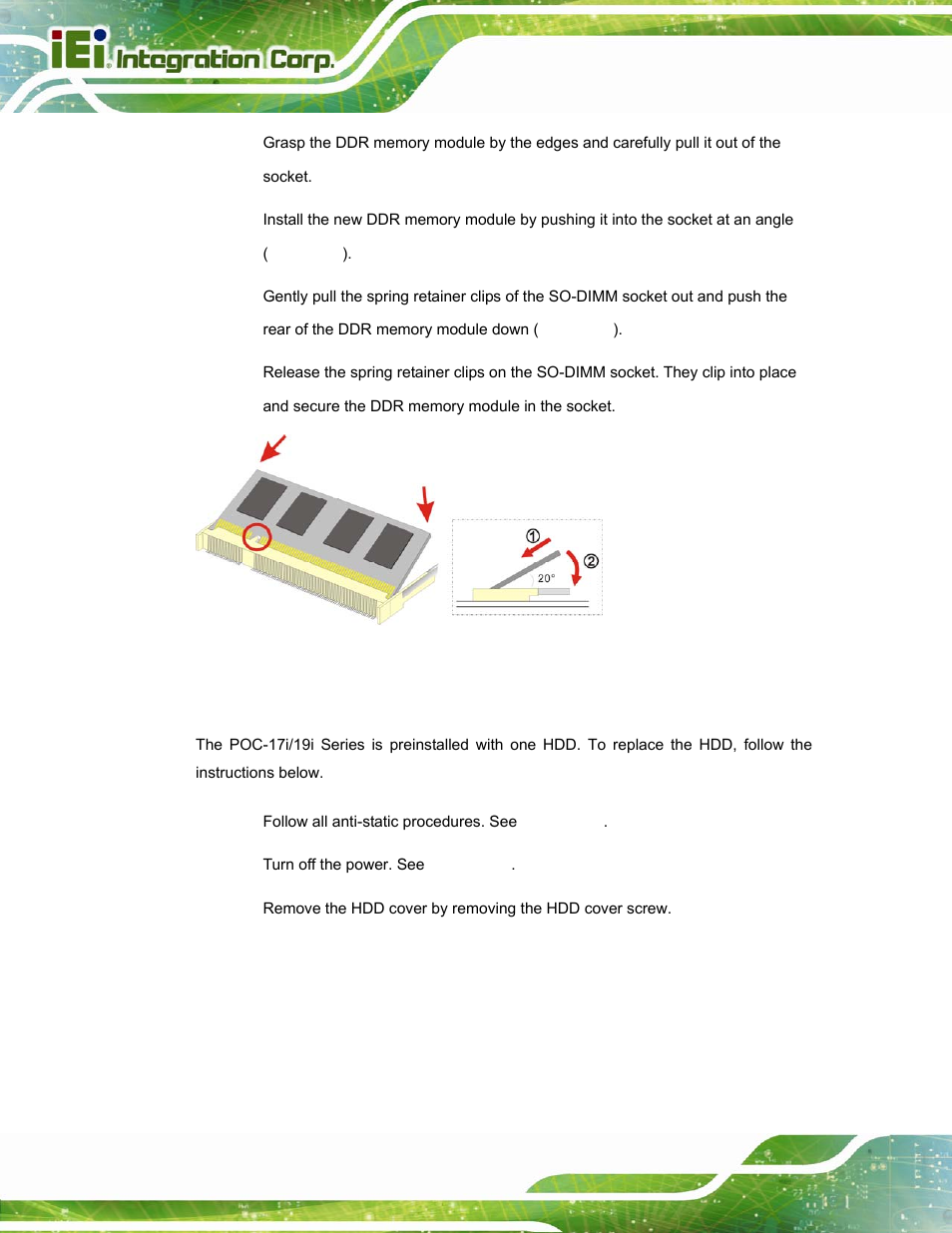 2 hdd card replacement, Figure 4-3: ddr so-dimm module installation | IEI Integration POC-17i_19i-Series_IEI User Manual | Page 58 / 128