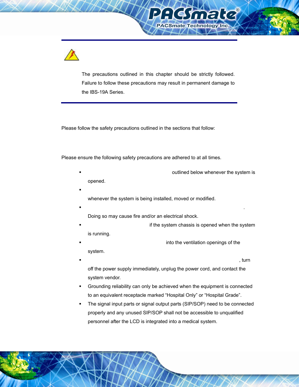 A.1 safety precautions, A.1.1 general safety precautions, Afety | Recautions | IEI Integration IBS-19A User Manual | Page 119 / 177