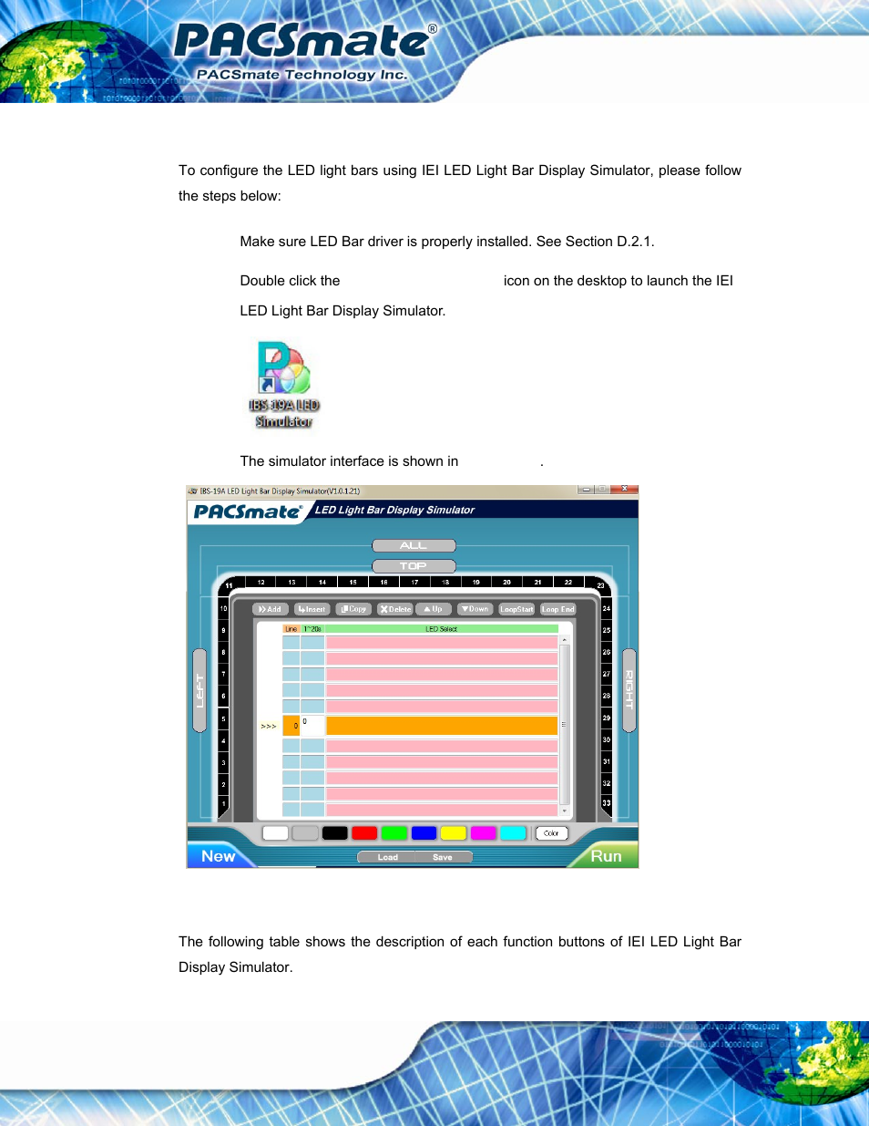 D.3 iei led light bar display simulator, Ight, Isplay | Imulator, Figure d-11: iei led light bar display simulator | IEI Integration IBS-19A User Manual | Page 139 / 177
