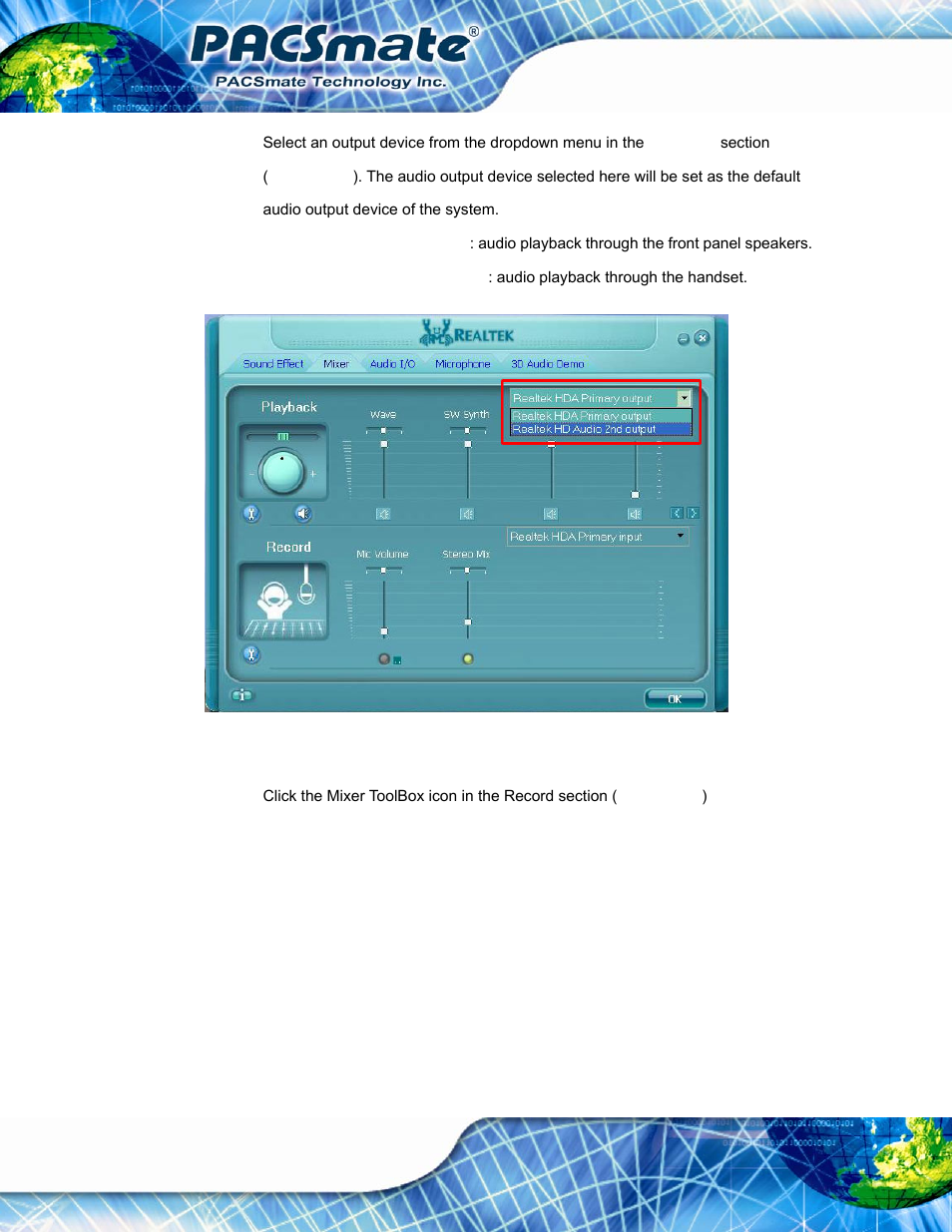 Figure e-13: realtek hda output selection | IEI Integration IBS-19A User Manual | Page 165 / 177