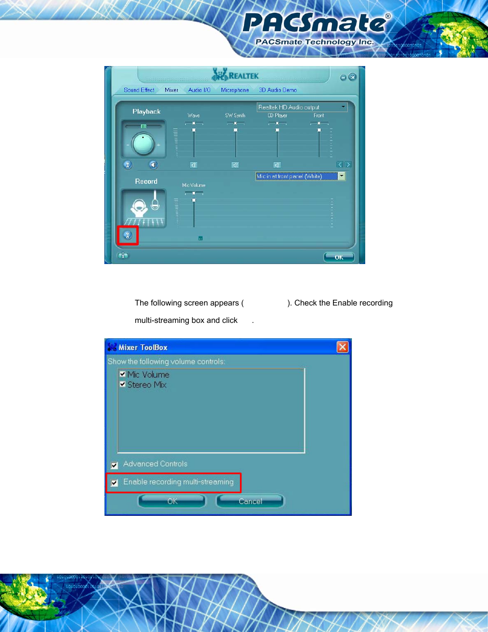Figure e-14: mixer screen, Figure e-15: mixer toolbox screen - record | IEI Integration IBS-19A User Manual | Page 166 / 177