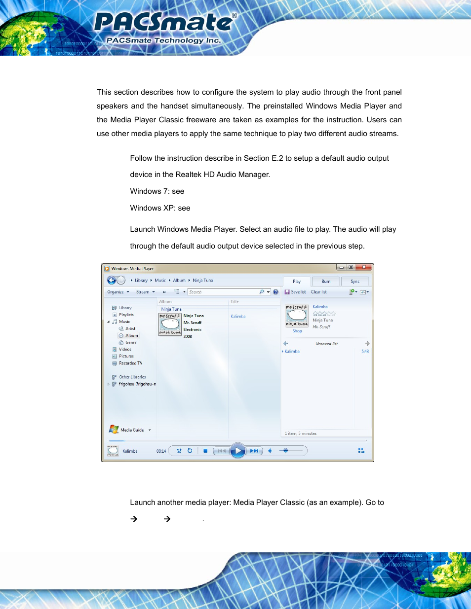 E.3 audio playback, Udio, Layback | Figure e-19: windows media player | IEI Integration IBS-19A User Manual | Page 169 / 177