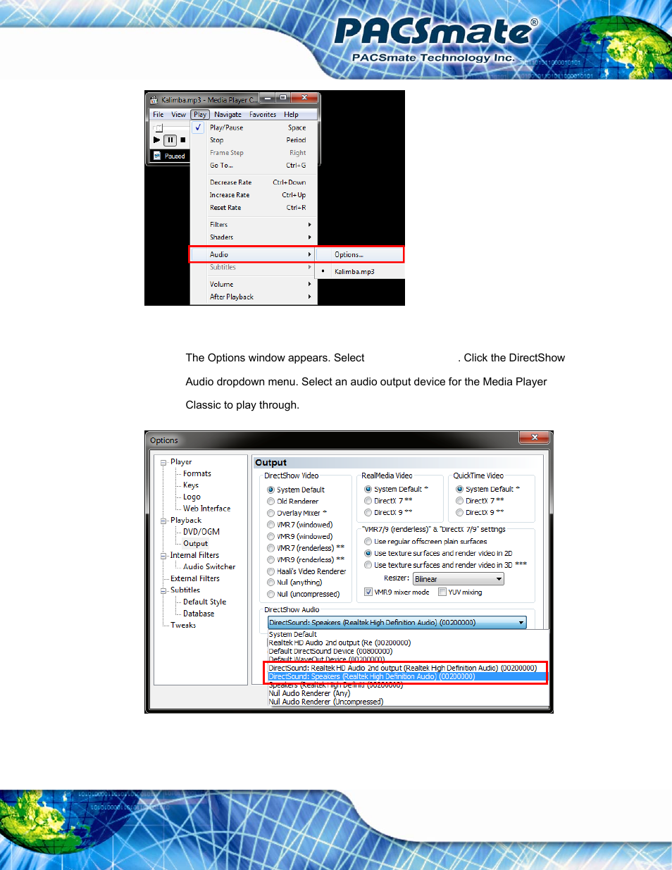 Figure e-20: media player classic - audio, Figure e-21: media player classic – options window | IEI Integration IBS-19A User Manual | Page 170 / 177