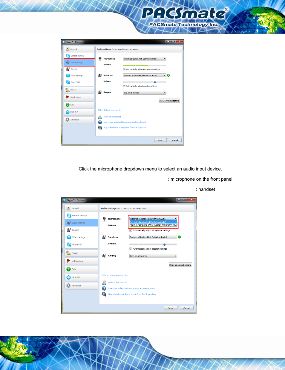 Figure e-23: skype – audio settings, Figure e-24: skype –audio settings (microphone) | IEI Integration IBS-19A User Manual | Page 172 / 177