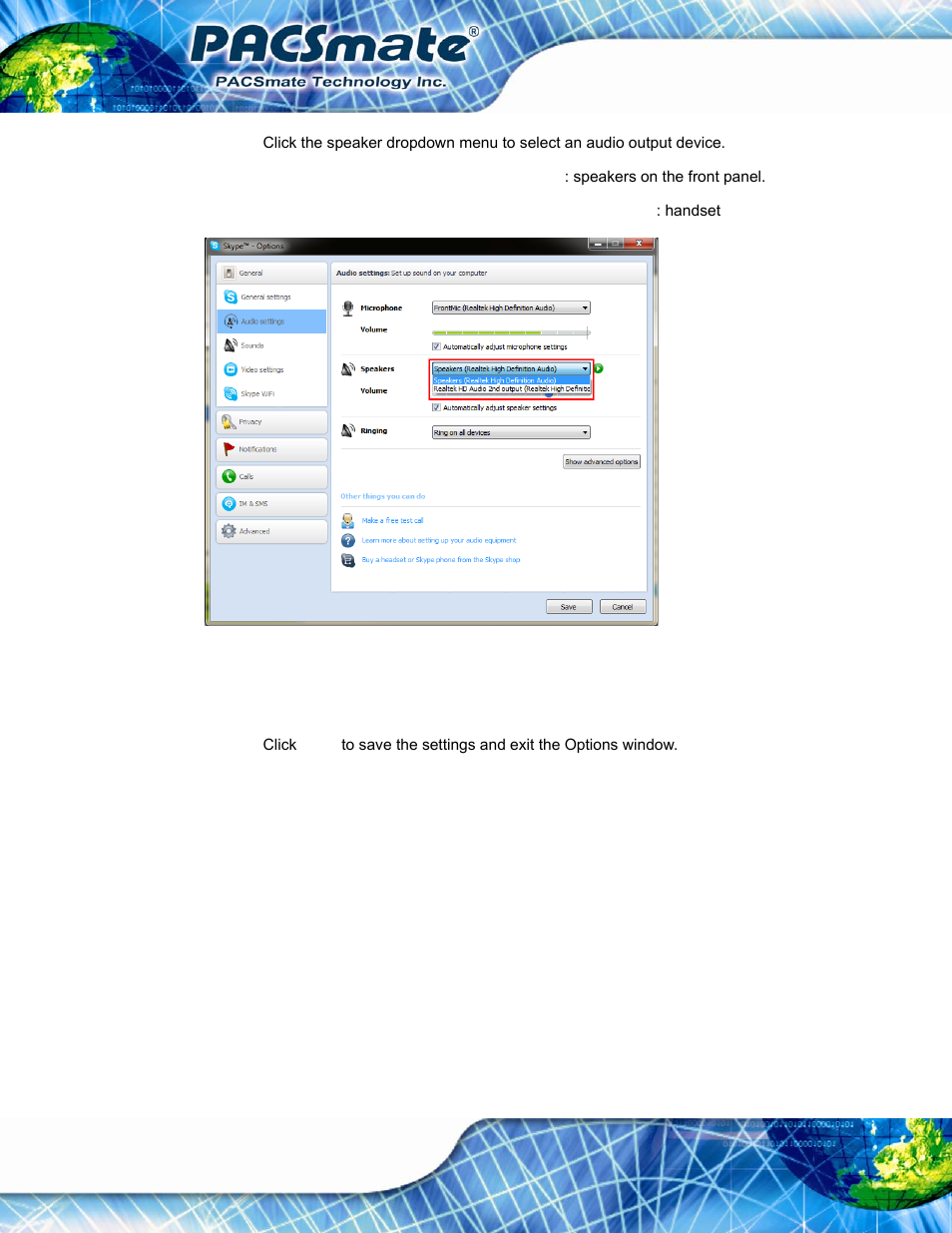 Figure e-25: skype –audio settings (speakers) | IEI Integration IBS-19A User Manual | Page 173 / 177