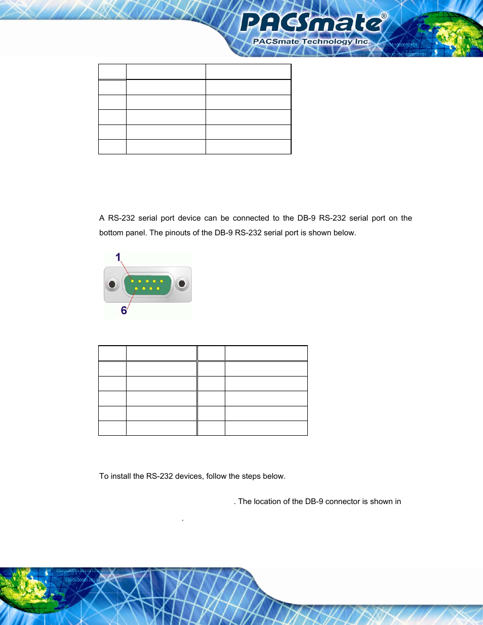 8 rs-232 serial port, Figure 3-14: db-9 rs-232 serial port, Table 3-5: db-9 rs-422/485 serial port pinouts | Table 3-6: db-9 rs-232 serial port pinouts, Ibs-19a series medical panel pc page 43 | IEI Integration IBS-19A User Manual | Page 43 / 177