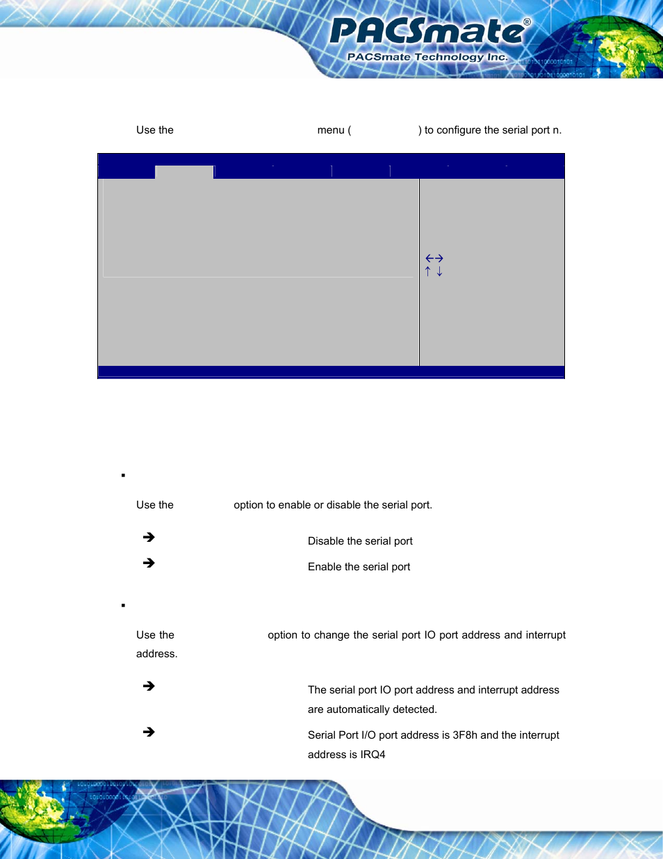 1 serial port n configuration, 1 serial port 1 configuration, Bios menu 8: serial port n configuration menu | IEI Integration IBS-19A User Manual | Page 75 / 177