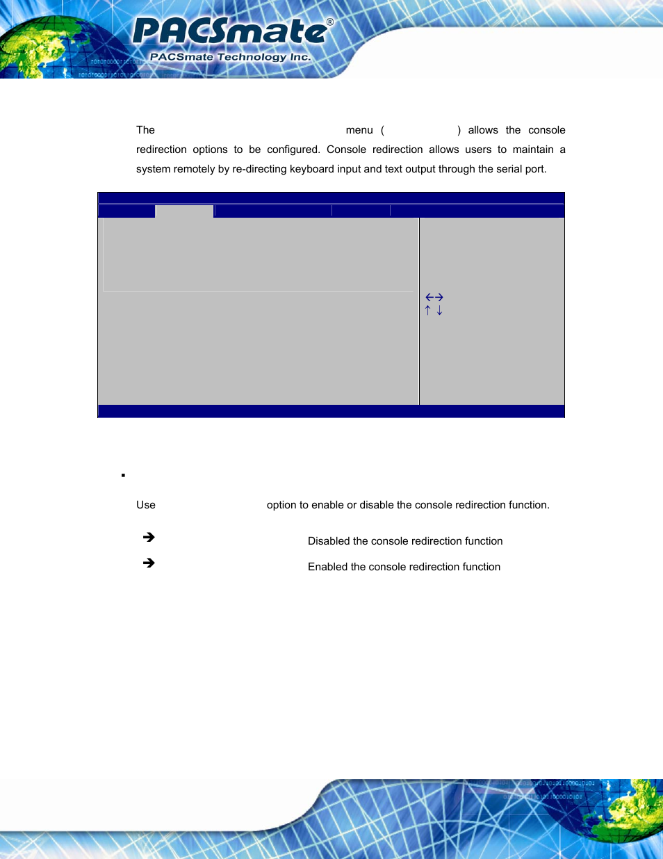 7 serial port console redirection, Bios menu 10: serial port console redirection | IEI Integration IBS-19A User Manual | Page 78 / 177