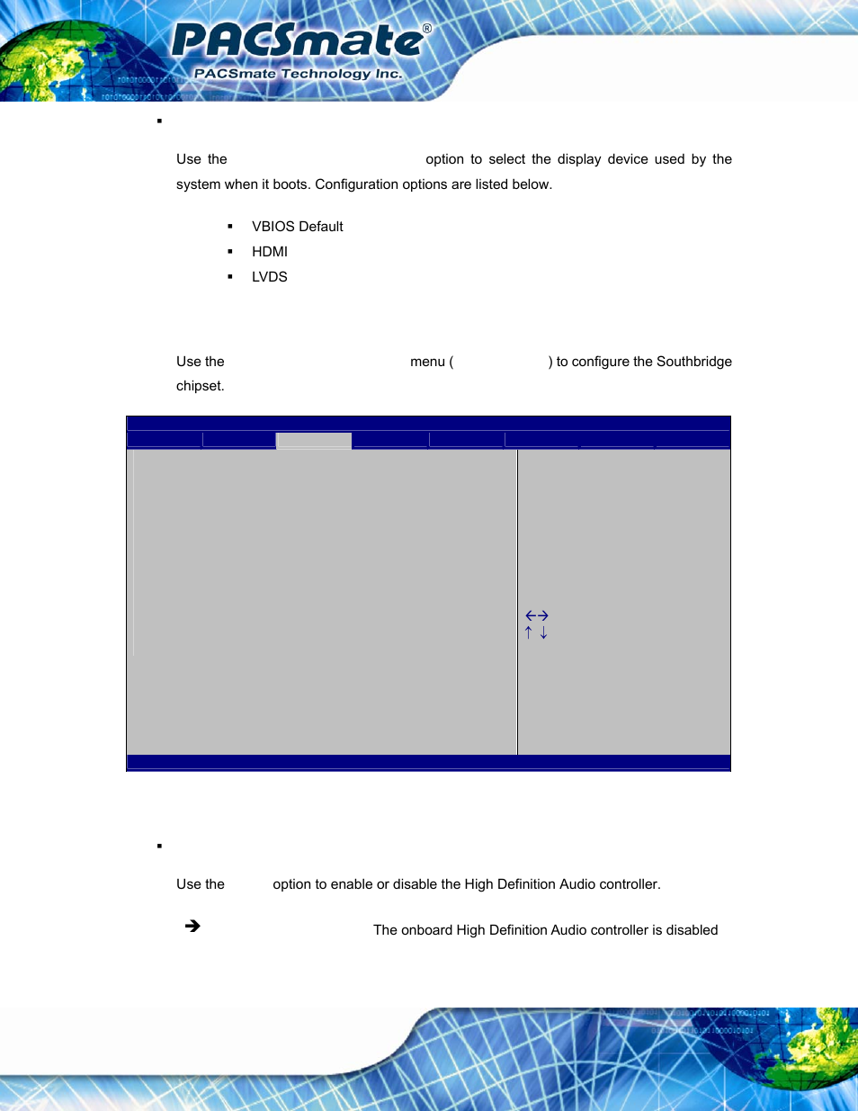 2 southbridge configuration, Bios menu 14: southbridge configuration | IEI Integration IBS-19A User Manual | Page 82 / 177