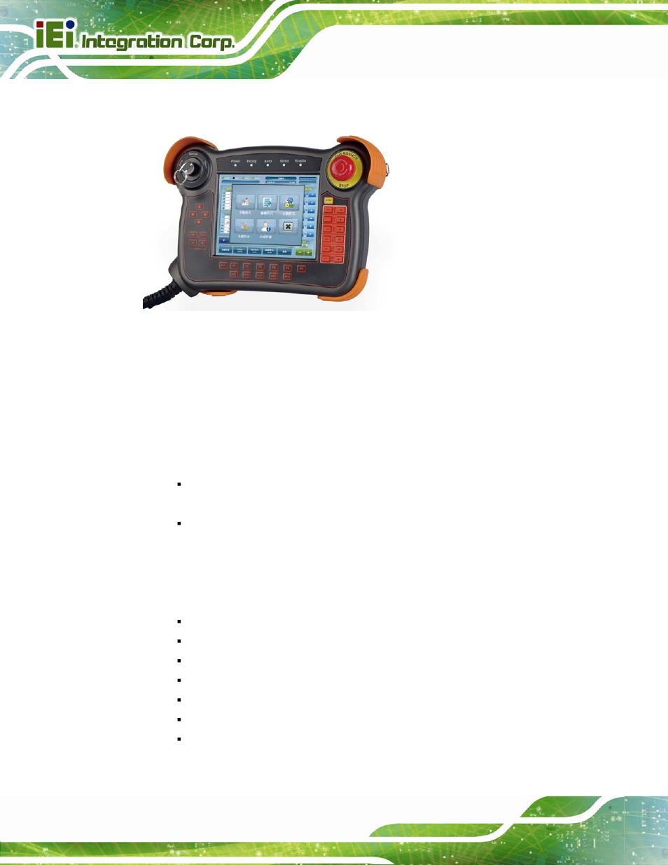 1 overview, 2 model variation, 3 features | Verview, Odel, Ariation, Eatures, Figure 1-1: robot-tp-65m teach pendant | IEI Integration Robot-TP-65M User Manual | Page 9 / 39