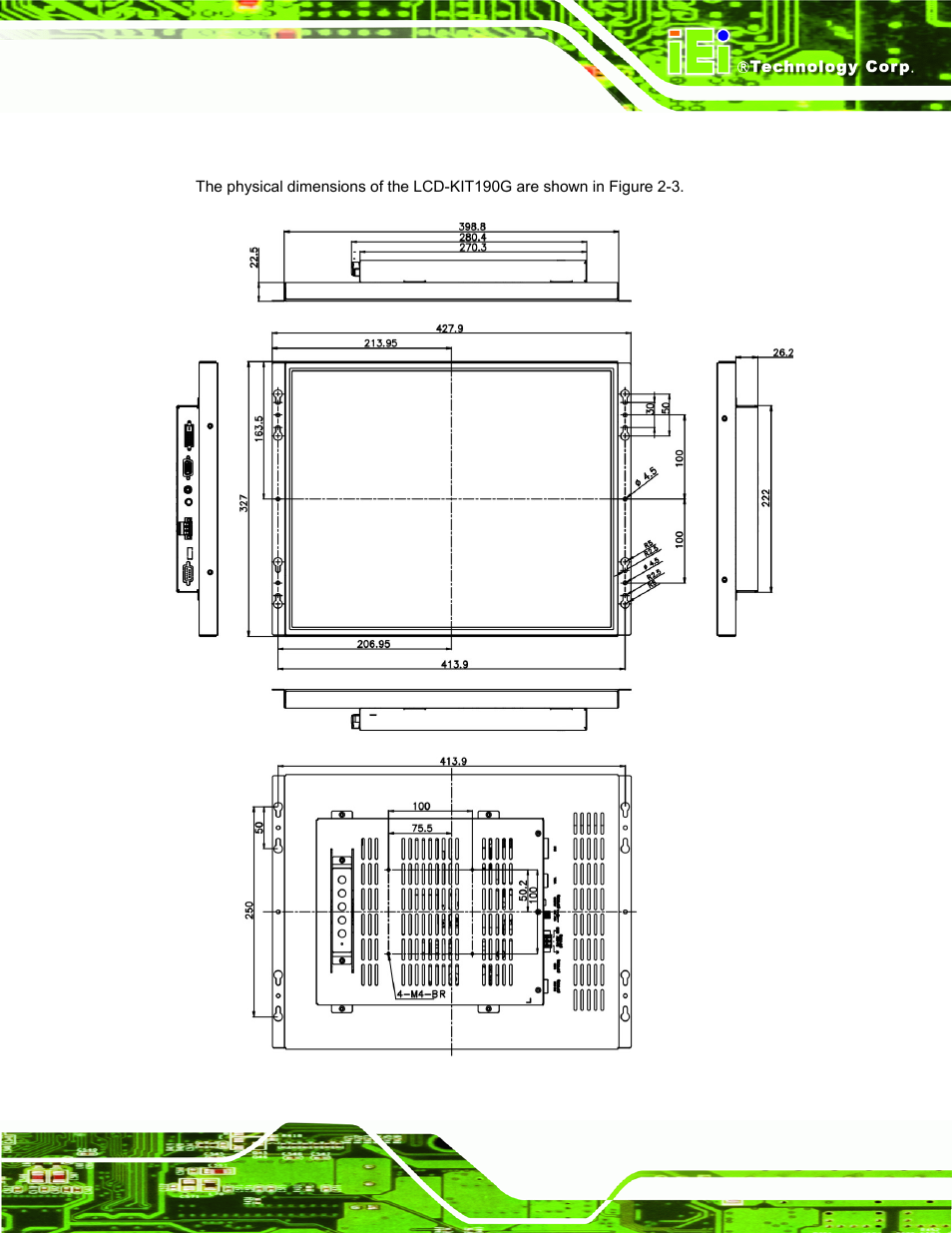 2 lcd-kit190g physical dimensions | IEI Integration LCD-KIT Series v2.02 User Manual | Page 23 / 94