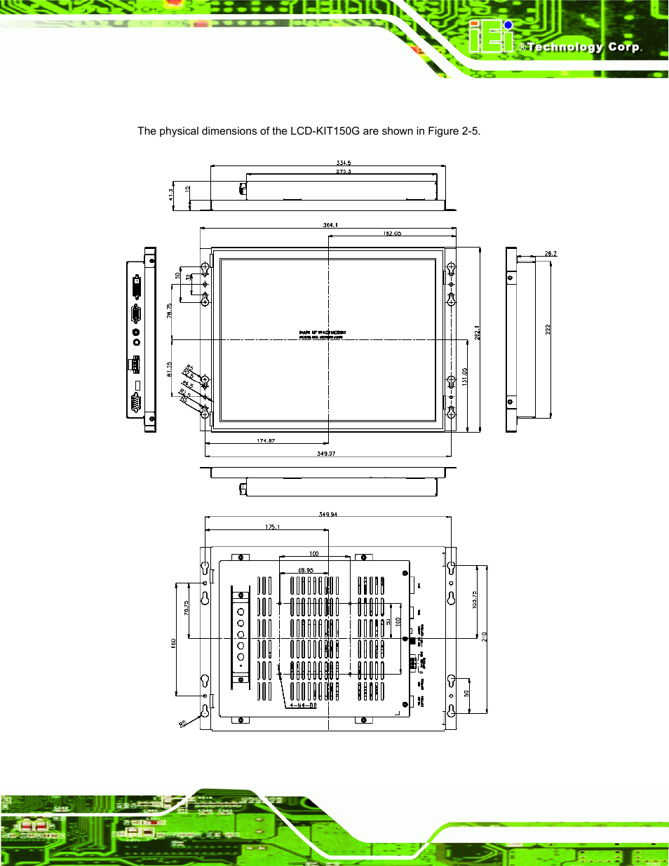 4 lcd-kit150g physical dimensions | IEI Integration LCD-KIT Series v2.02 User Manual | Page 25 / 94