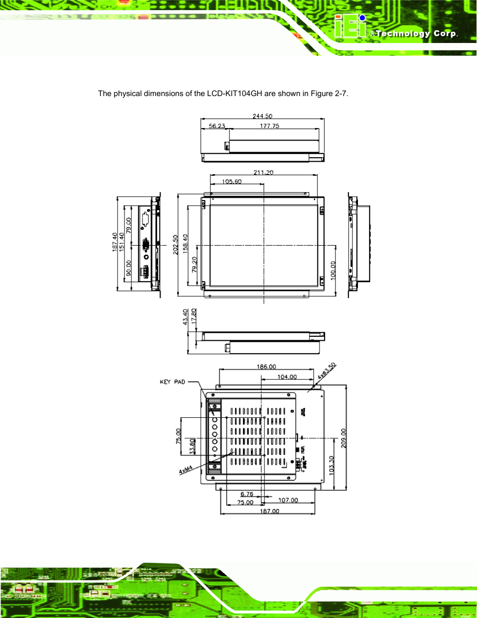 6 lcd-kit104gh physical dimensions | IEI Integration LCD-KIT Series v2.02 User Manual | Page 27 / 94