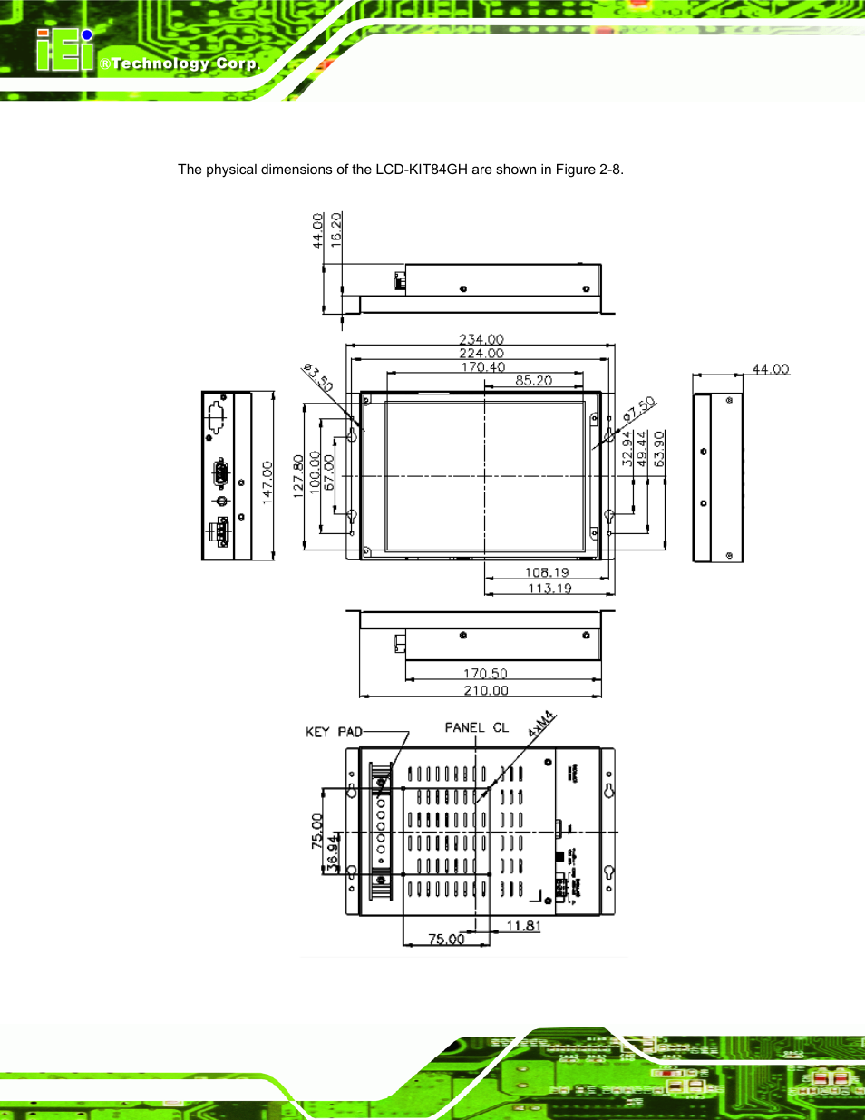 7 lcd-kit84gh physical dimensions | IEI Integration LCD-KIT Series v2.02 User Manual | Page 28 / 94