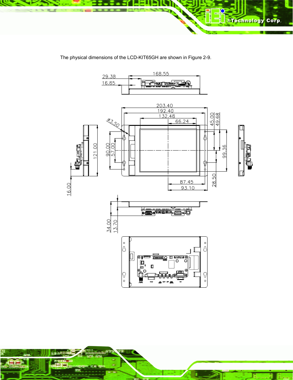 8 lcd-kit65gh physical dimensions | IEI Integration LCD-KIT Series v2.02 User Manual | Page 29 / 94