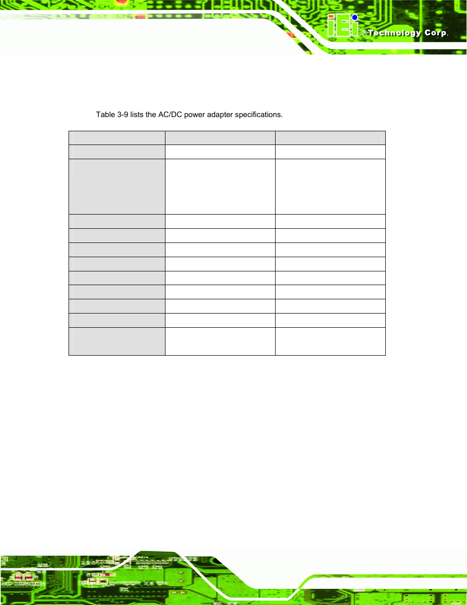 2 power adapters, Ower, Dapters | Table 3-9: power adapter specifications, Lcd-kit page 31 | IEI Integration LCD-KIT Series v2.02 User Manual | Page 41 / 94