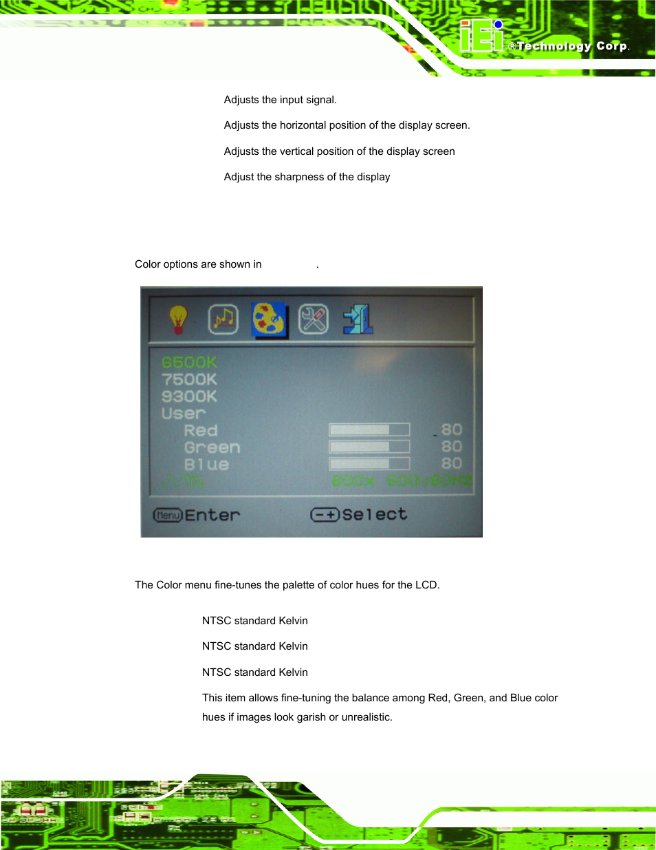 2 color, Figure 6-4: color options | IEI Integration LCD-KIT Series v2.02 User Manual | Page 59 / 94