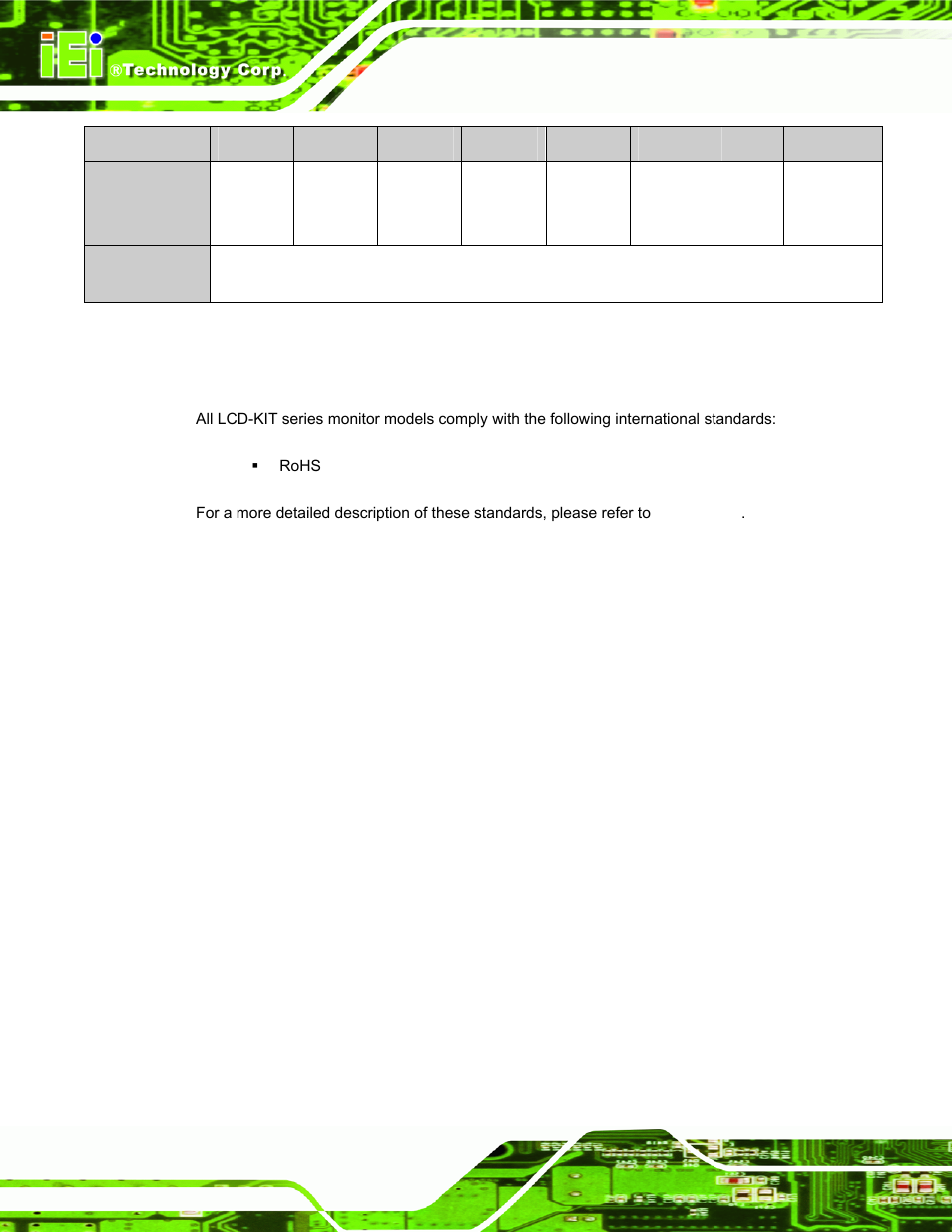 5 certifications, Ertifications, Table 1-1: lcd-kit series specifications | Lcd-kit page 8 | IEI Integration LCD-KIT Series v2.00 User Manual | Page 18 / 90