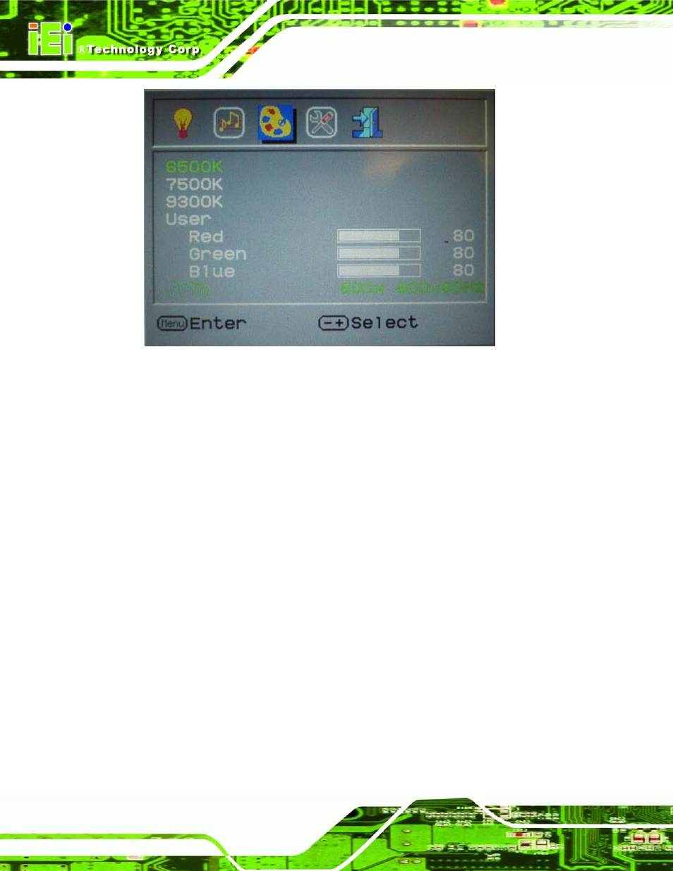 Figure 6-3: color options | IEI Integration LCD-KIT Series v3.00 User Manual | Page 41 / 76