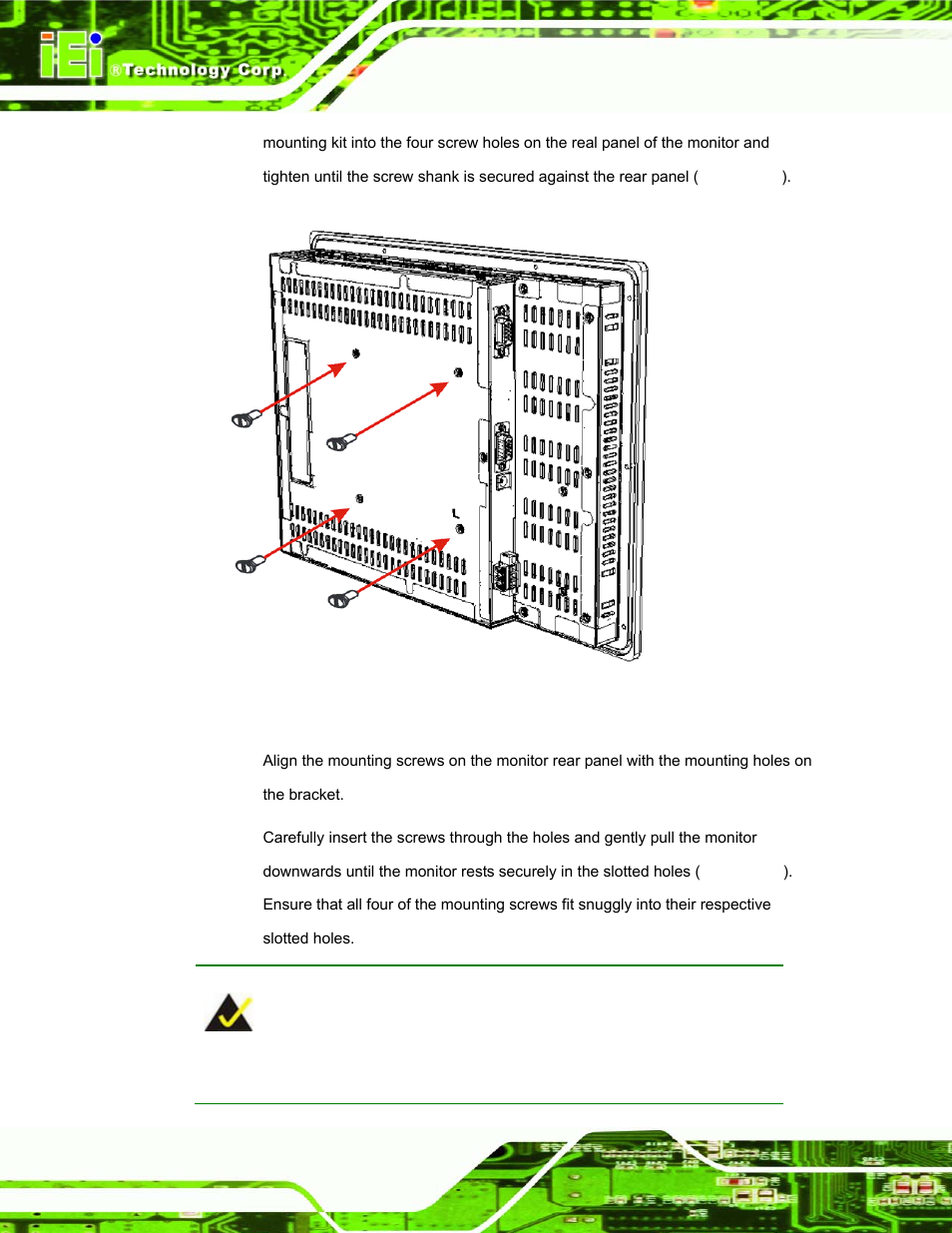 Figure 5-22: monitor support screws | IEI Integration DM_Series v1.14 User Manual | Page 146 / 198