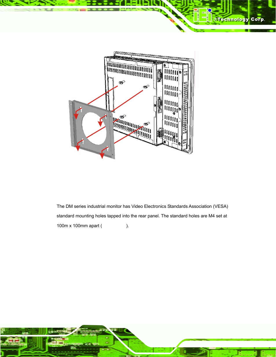 5 monitor stand installation, Figure 5-23: wall mounting the monitor | IEI Integration DM_Series v1.14 User Manual | Page 147 / 198