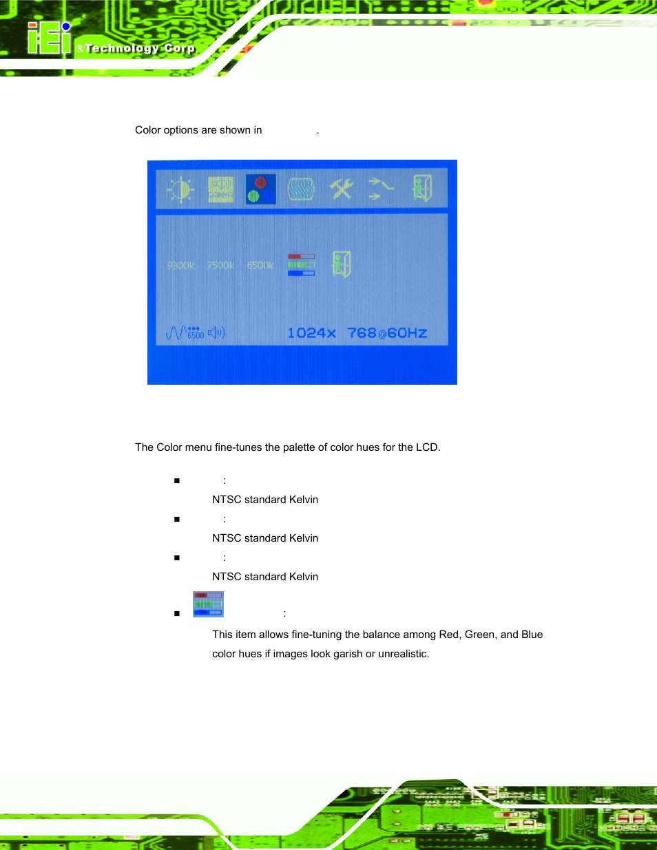 3 color, Figure 6-5: color options | IEI Integration DM_Series v1.14 User Manual | Page 158 / 198