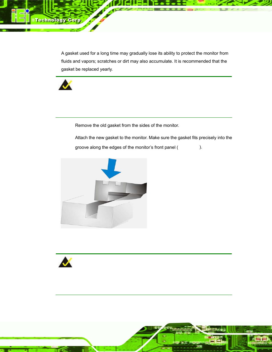 1 gasket replacement, Asket, Eplacement | Figure 8-1: gasket replacement | IEI Integration DM_Series v1.14 User Manual | Page 174 / 198