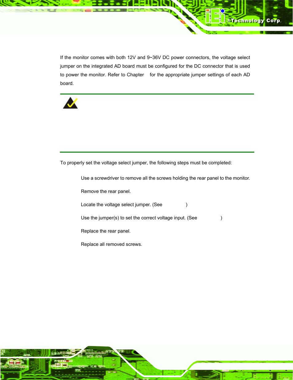2 voltage select jumper settings | IEI Integration DM_Series v2.04 User Manual | Page 63 / 128
