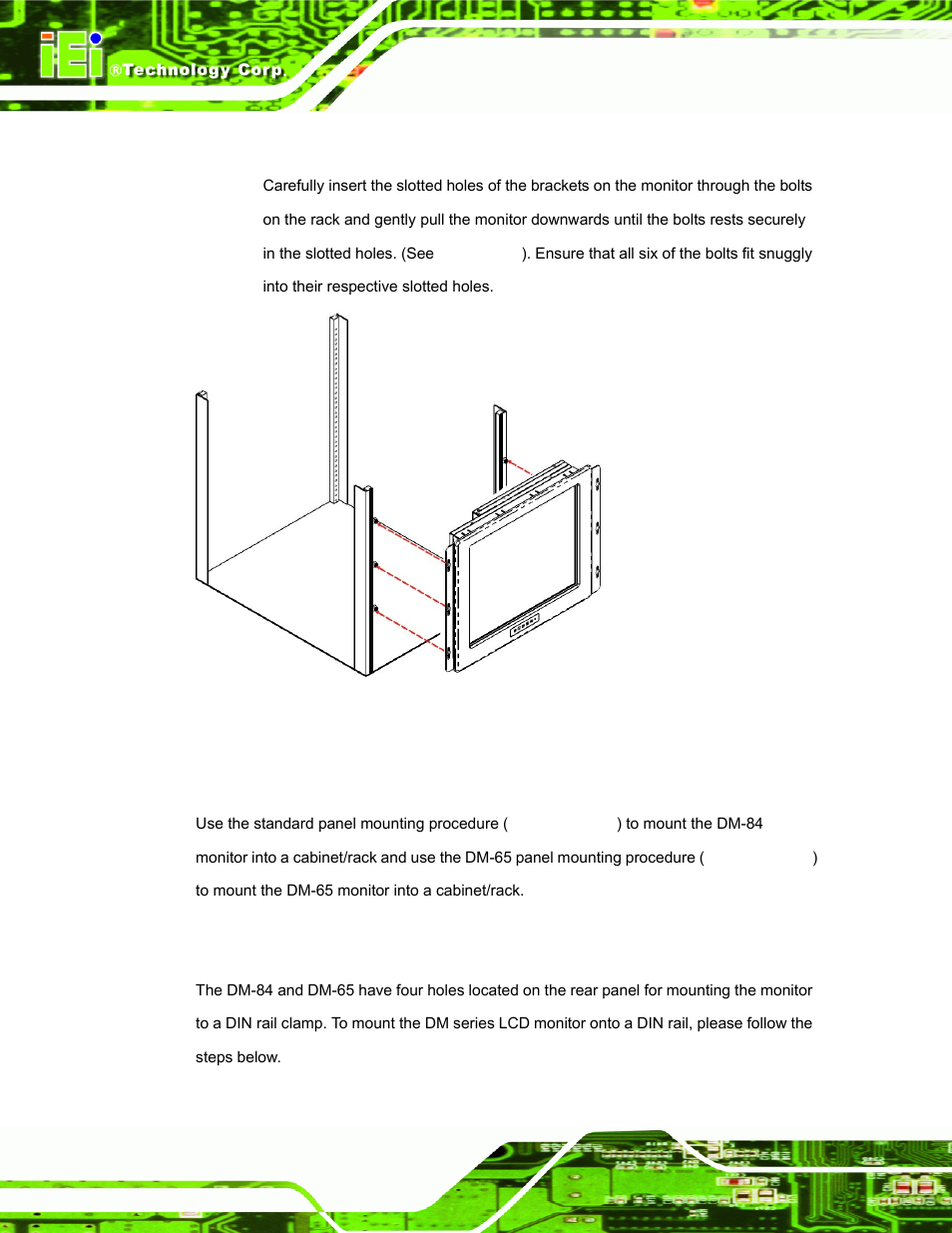 3 dm-84 and dm-65 cabinet and rack installation, 3 din rail installation, Figure 5-22: rack mounting (dm-190) | IEI Integration DM_Series v2.04 User Manual | Page 80 / 128