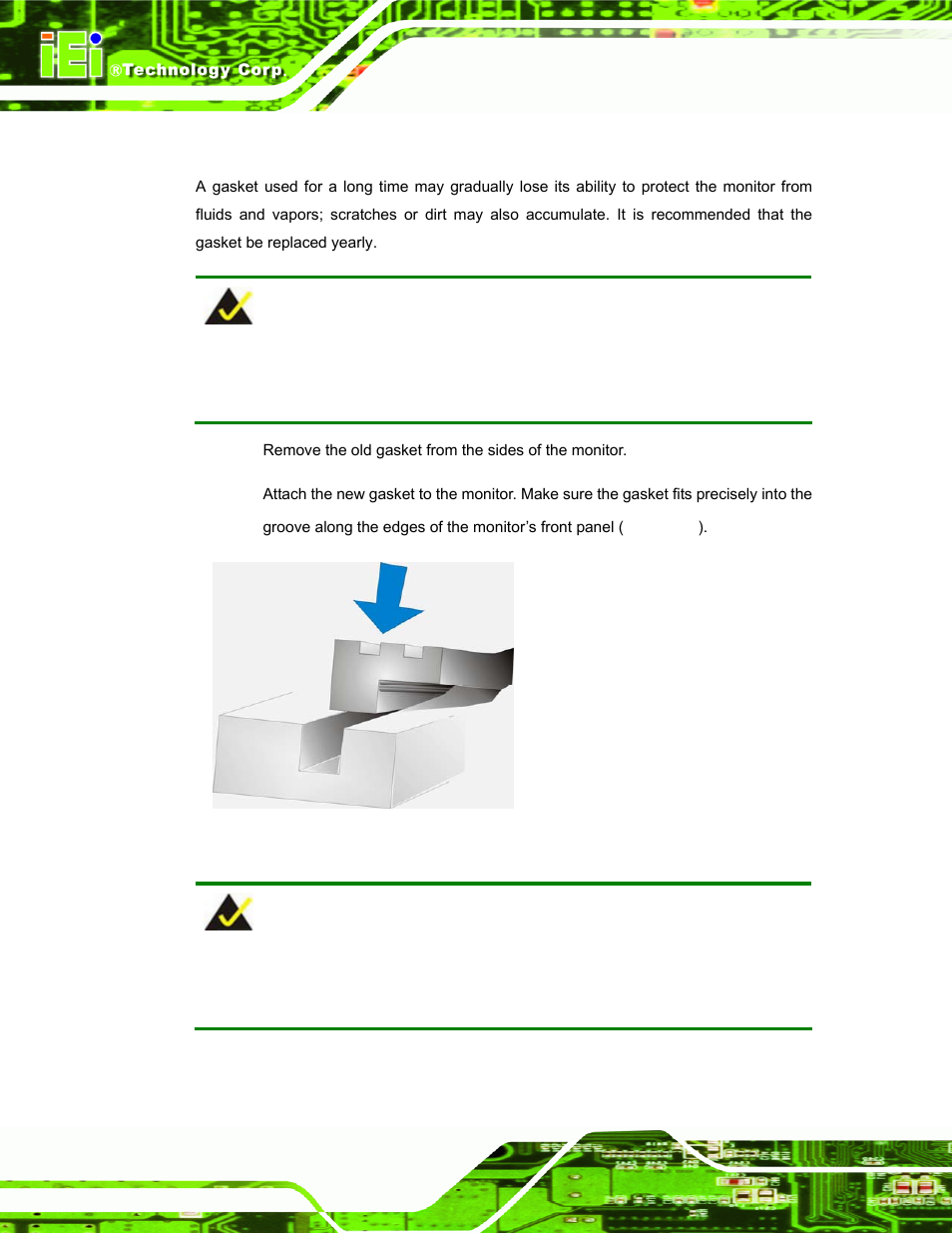 1 gasket replacement, Asket, Eplacement | Figure 8-1: gasket replacement | IEI Integration DM_Series v2.05 User Manual | Page 104 / 128