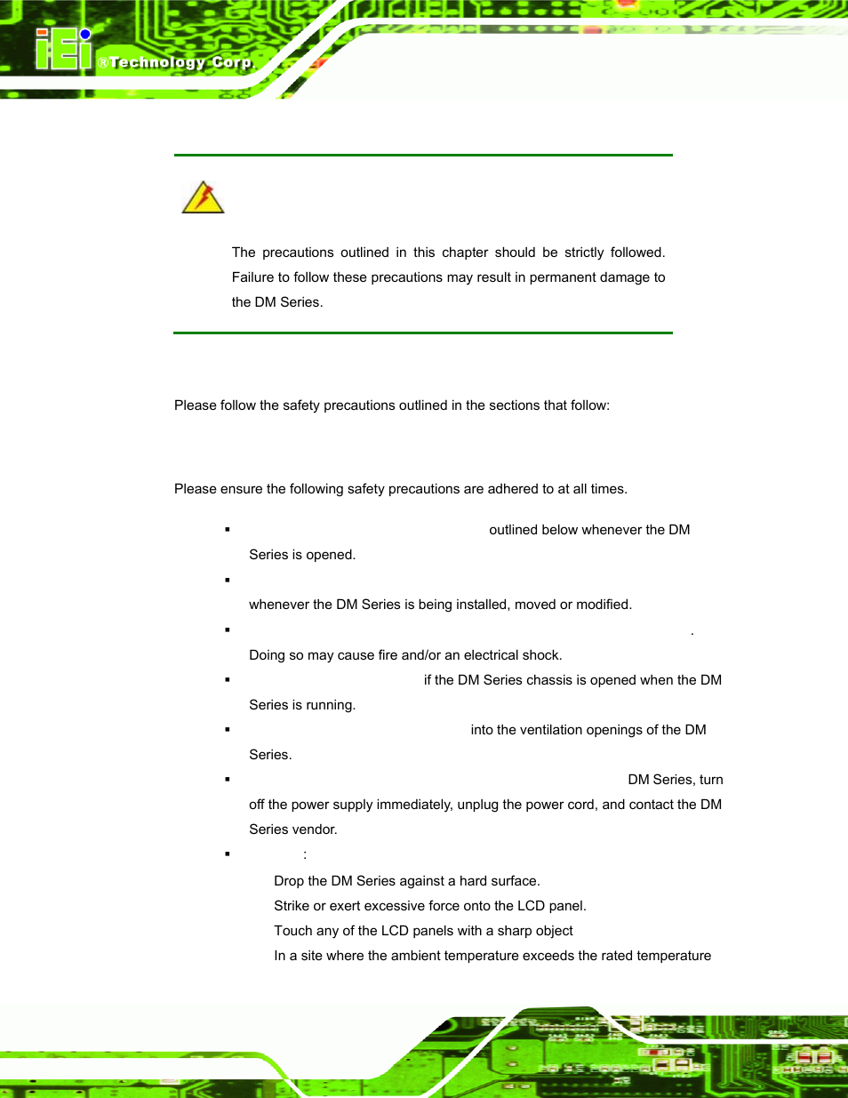 A.1 safety precautions, A.1.1 general safety precautions, Afety | Recautions | IEI Integration DM_Series v2.05 User Manual | Page 106 / 128