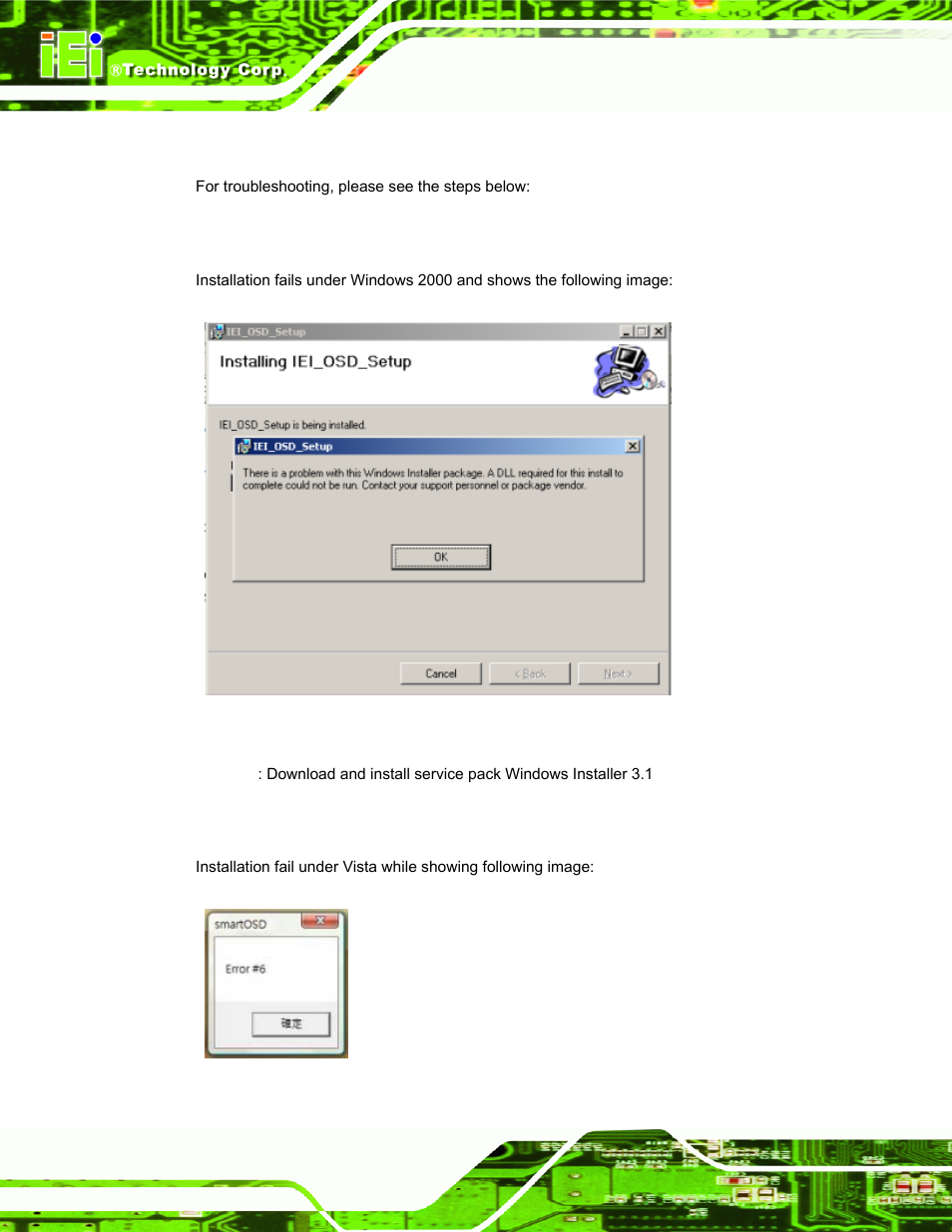 C.5 smartosd faq, C.5.1 windows 2000 installation failure, C.5.2 vista installation failure | Smart, Figure c-9: dll missing, Figure c-10: windows vista error | IEI Integration DM_Series v2.05 User Manual | Page 126 / 128