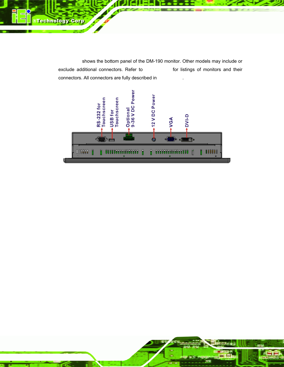 2 bottom panel view, Figure 1-3: dm-190 bottom panel view | IEI Integration DM_Series v2.05 User Manual | Page 20 / 128