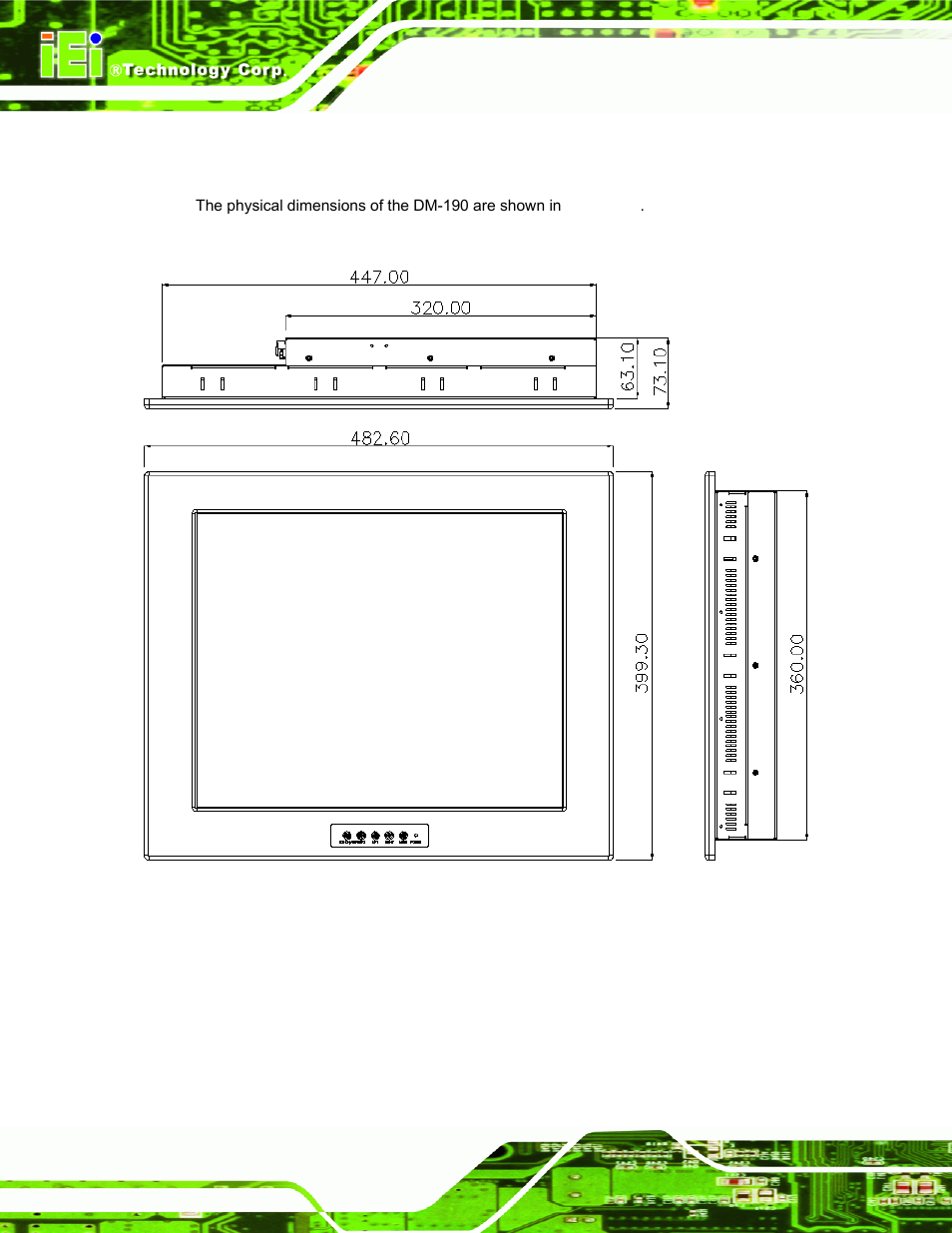 2 dm-190 physical dimensions | IEI Integration DM_Series v2.05 User Manual | Page 32 / 128