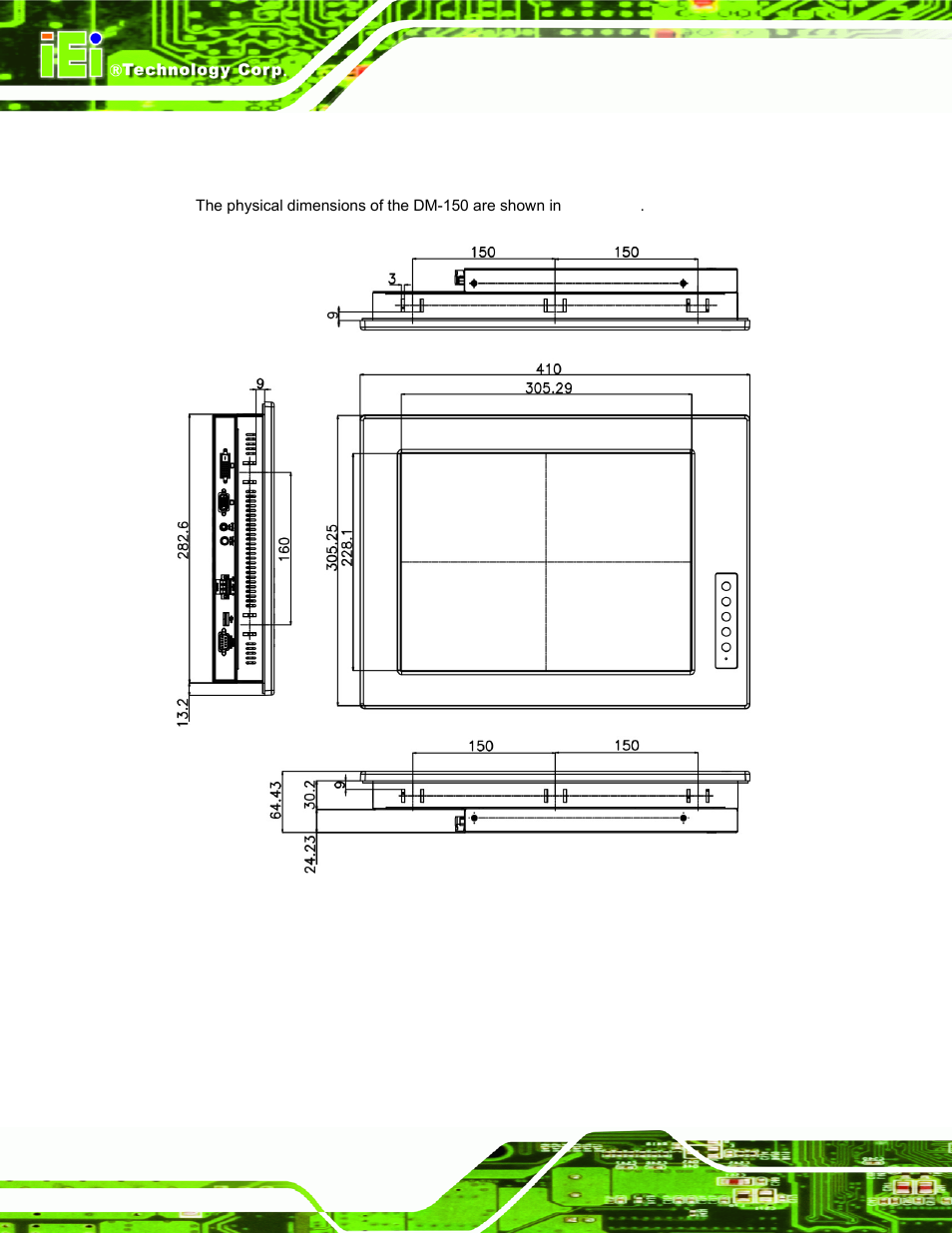 4 dm-150 physical dimensions | IEI Integration DM_Series v2.05 User Manual | Page 34 / 128