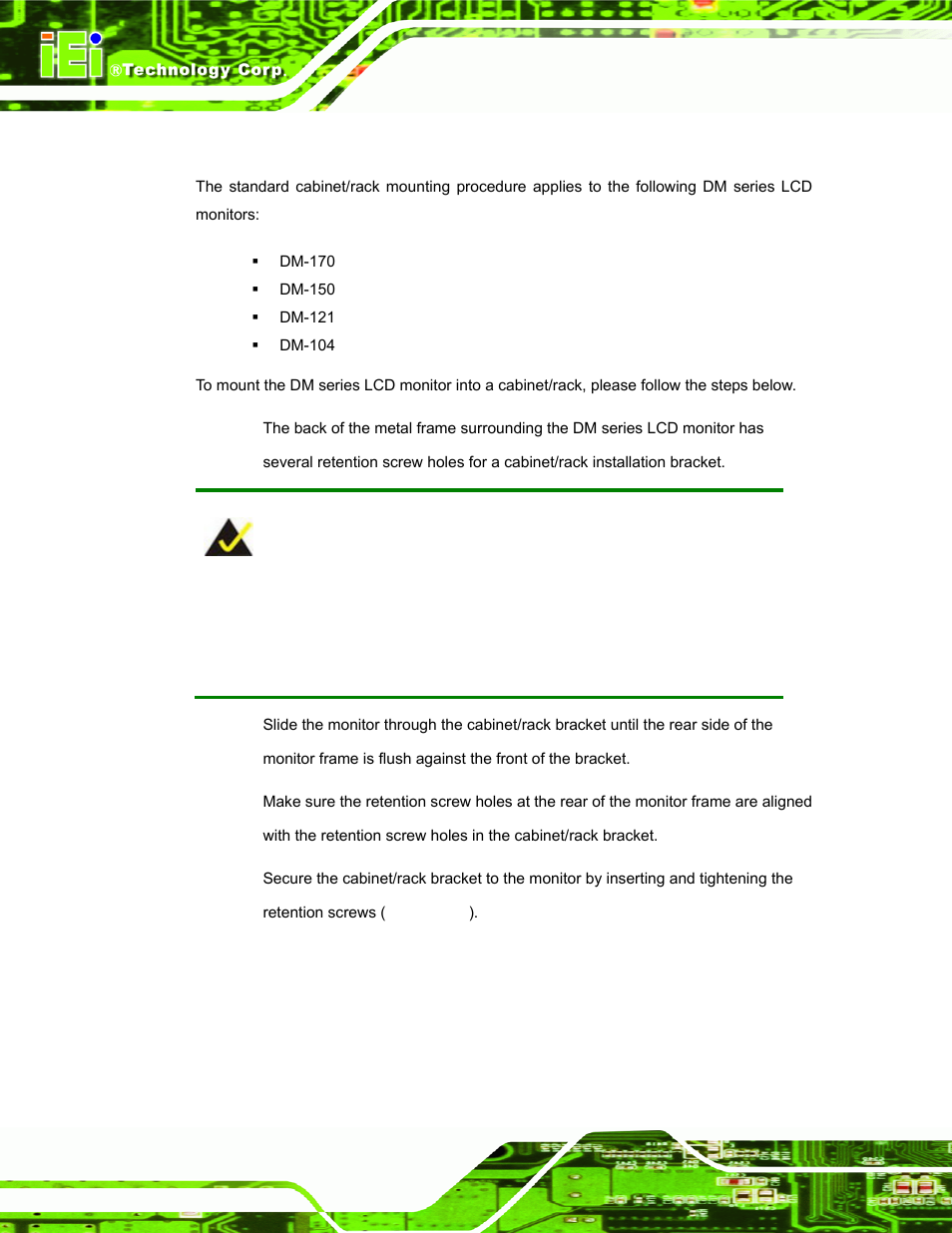 1 standard cabinet and rack installation | IEI Integration DM_Series v2.05 User Manual | Page 76 / 128