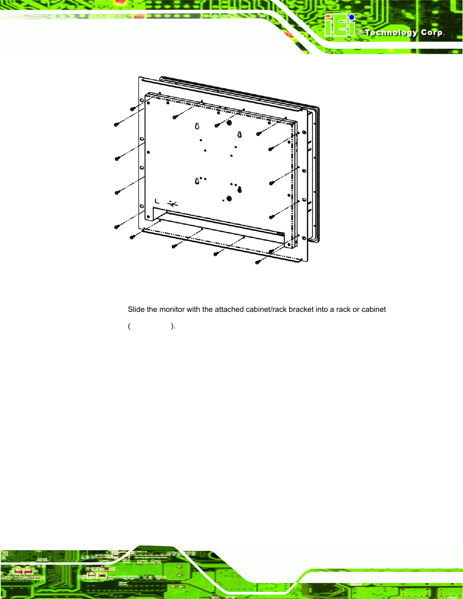 Figure 5-18: secure the cabinet/rack bracket | IEI Integration DM_Series v2.05 User Manual | Page 77 / 128