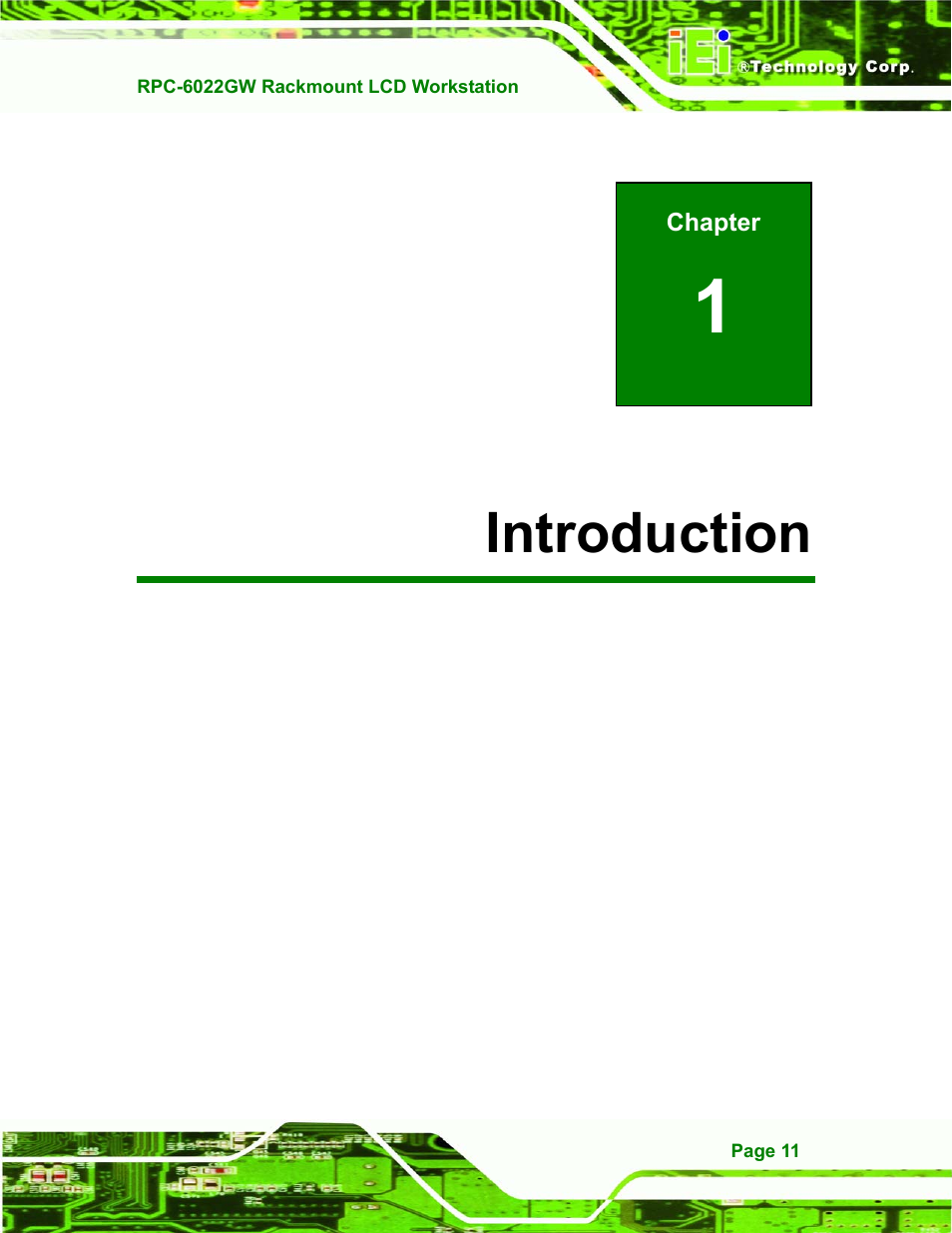 Introduction, 1introduction | IEI Integration RPC-6022G User Manual | Page 11 / 107