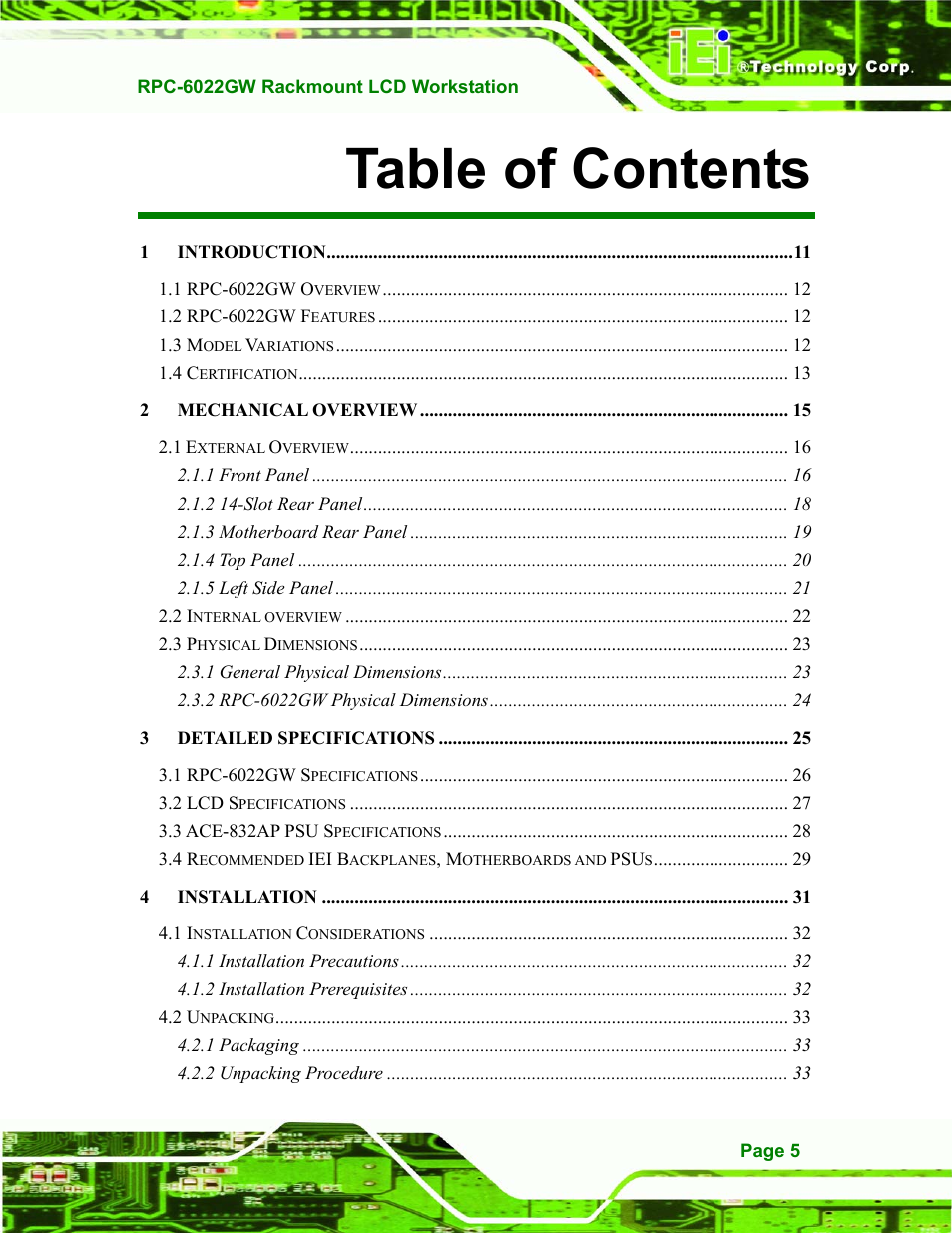 IEI Integration RPC-6022G User Manual | Page 5 / 107