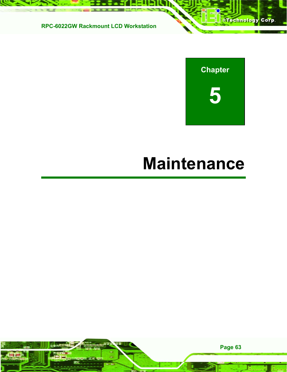 Maintenance, 5maintenance | IEI Integration RPC-6022G User Manual | Page 63 / 107