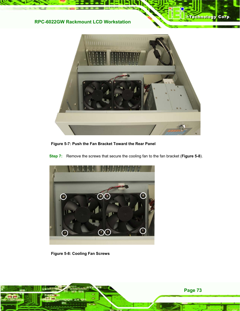 Figure 5-8: cooling fan screws | IEI Integration RPC-6022G User Manual | Page 73 / 107