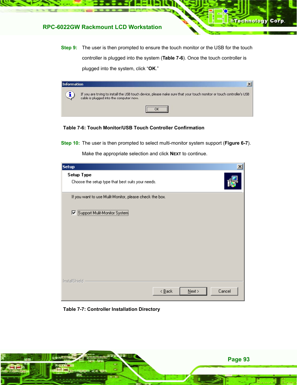 Table 7-7: controller installation directory | IEI Integration RPC-6022G User Manual | Page 93 / 107
