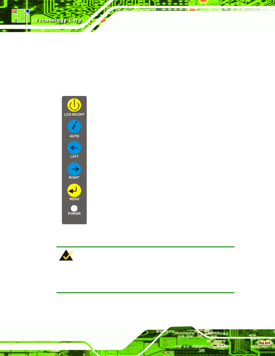1 user mode osd structure, 1 osd buttons, Osd s | Tructure, Figure 6-1: osd control buttons | IEI Integration RPC-6106_6108 User Manual | Page 58 / 85