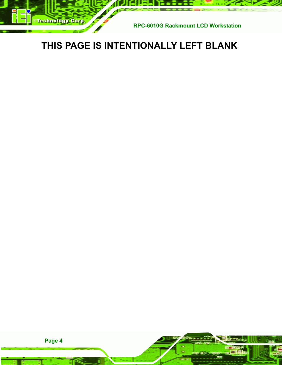 This page is intentionally left blank | IEI Integration RPC-6010G User Manual | Page 14 / 99
