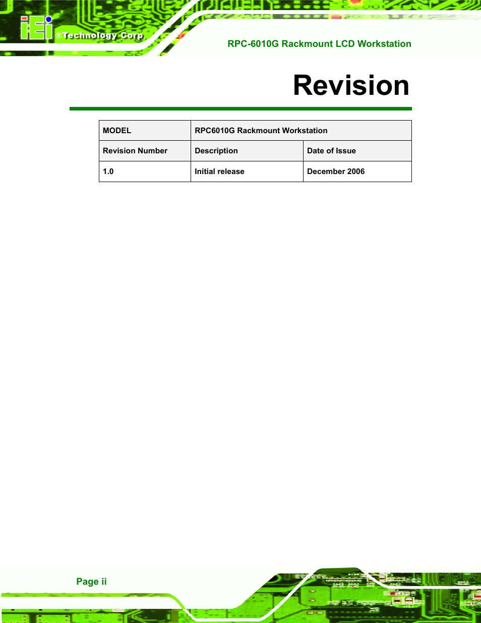 Revision | IEI Integration RPC-6010G User Manual | Page 2 / 99