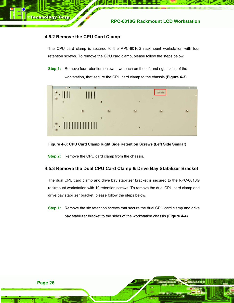 Remove the cpu card clamp | IEI Integration RPC-6010G User Manual | Page 36 / 99