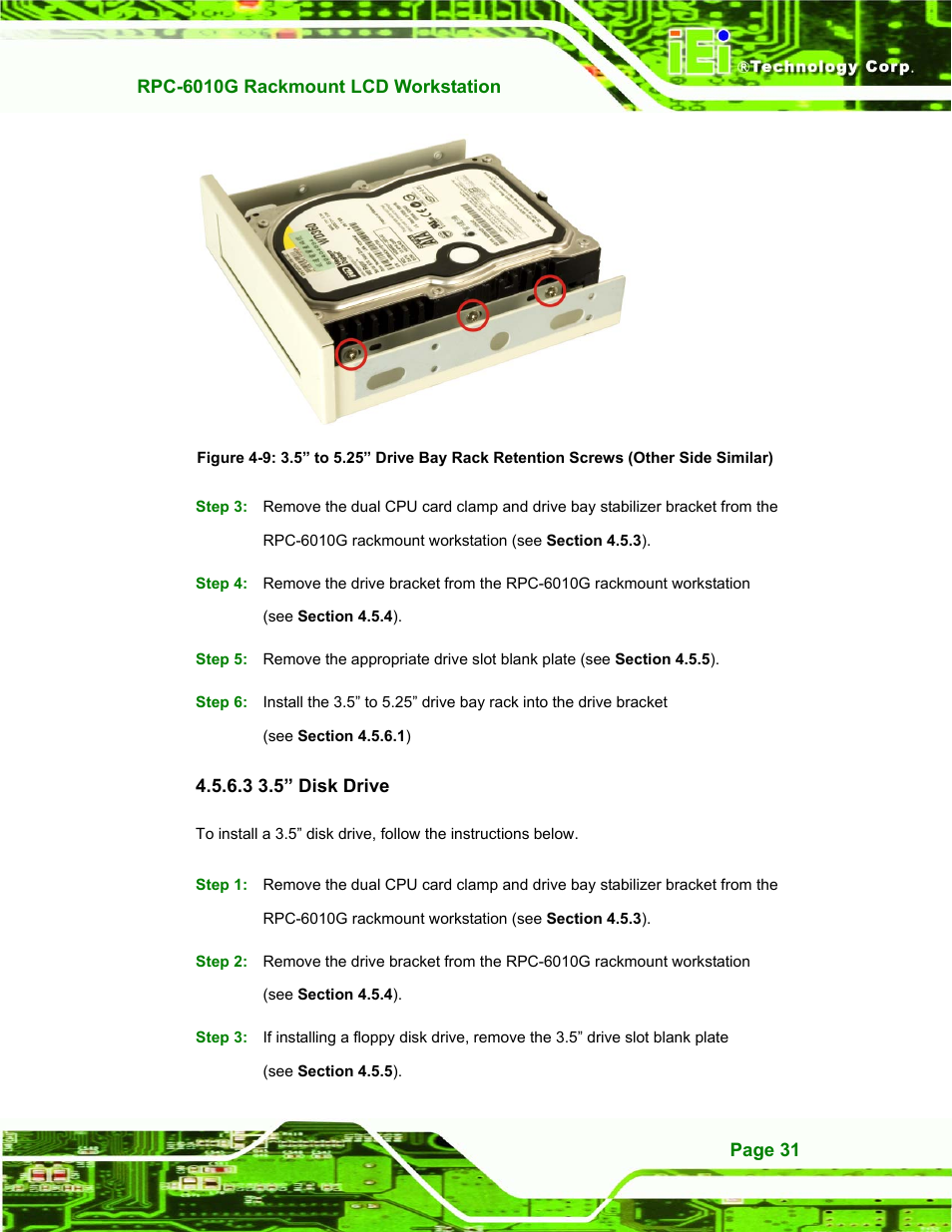 5” disk drive, 3 3.5” disk drive | IEI Integration RPC-6010G User Manual | Page 41 / 99